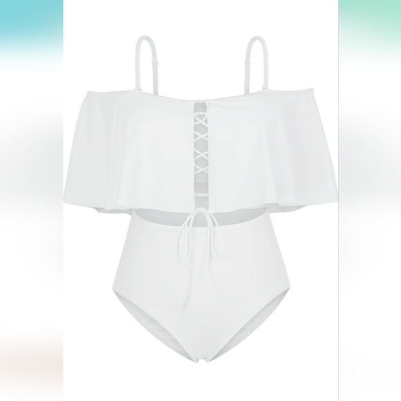 White 2pc Bathing Suit - Picture 4 of 4